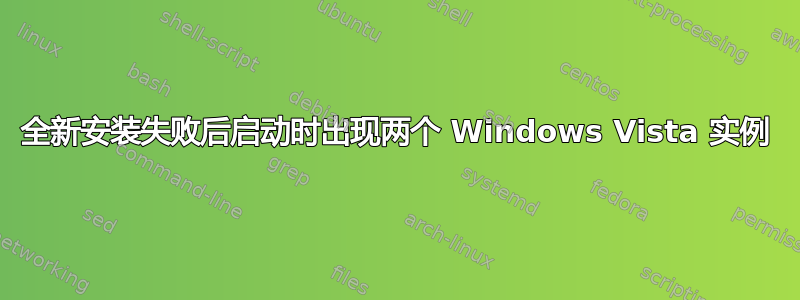 全新安装失败后启动时出现两个 Windows Vista 实例