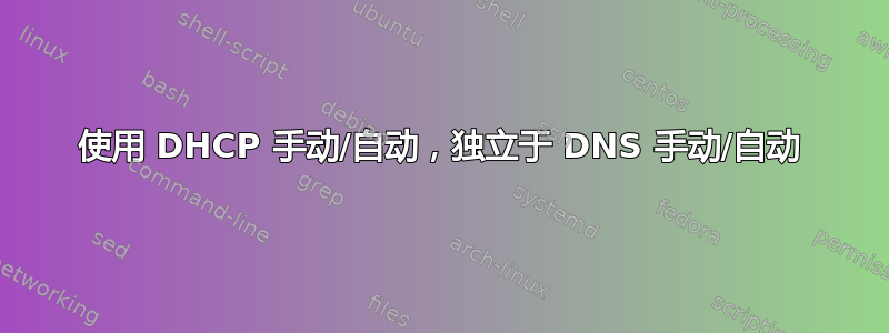 使用 DHCP 手动/自动，独立于 DNS 手动/自动