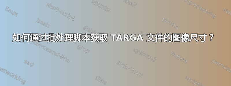 如何通过批处理脚本获取 TARGA 文件的图像尺寸？