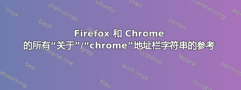 Firefox 和 Chrome 的所有“关于”/“chrome”地址栏字符串的参考