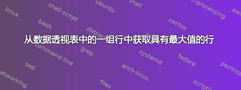 从数据透视表中的一组行中获取具有最大值的行