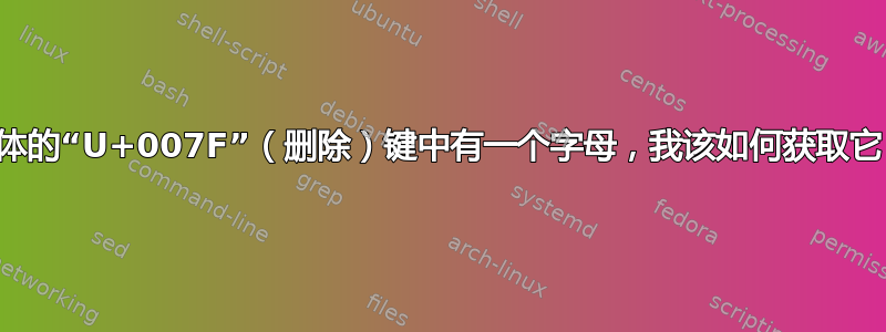 字体的“U+007F”（删除）键中有一个字母，我该如何获取它？