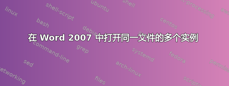 在 Word 2007 中打开同一文件的多个实例