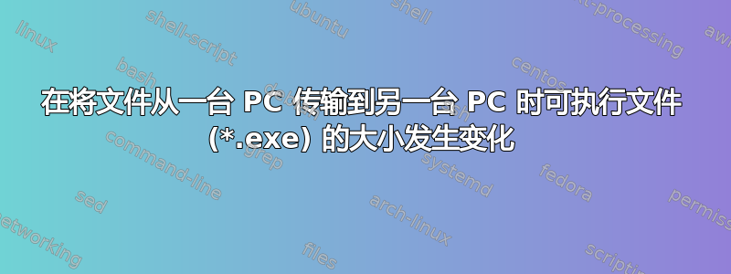 在将文件从一台 PC 传输到另一台 PC 时可执行文件 (*.exe) 的大小发生变化