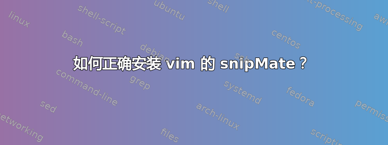 如何正确安装 vim 的 snipMate？