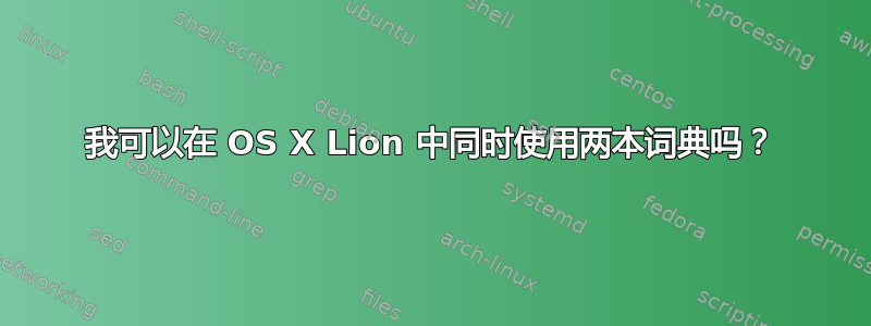 我可以在 OS X Lion 中同时使用两本词典吗？