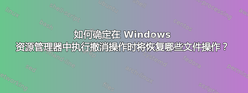 如何确定在 Windows 资源管理器中执行撤消操作时将恢复哪些文件操作？