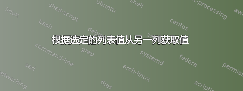 根据选定的列表值从另一列获取值