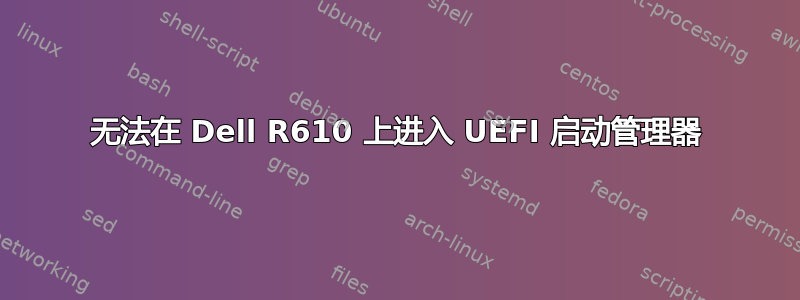 无法在 Dell R610 上进入 UEFI 启动管理器