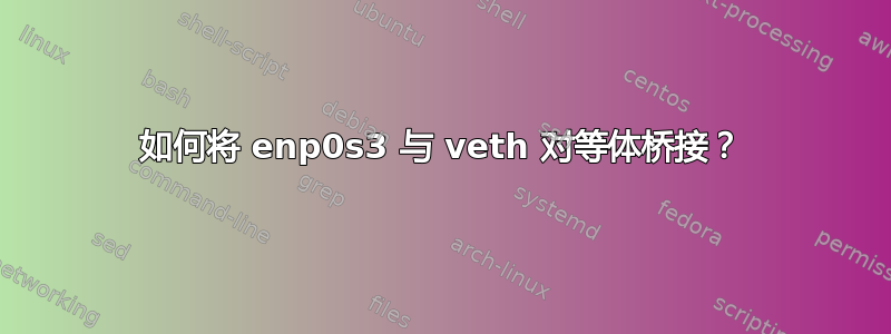 如何将 enp0s3 与 veth 对等体桥接？