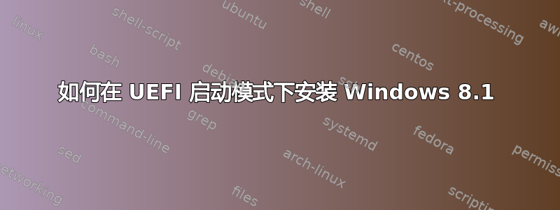 如何在 UEFI 启动模式下安装 Windows 8.1