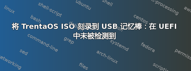 将 TrentaOS ISO 刻录到 USB 记忆棒：在 UEFI 中未被检测到