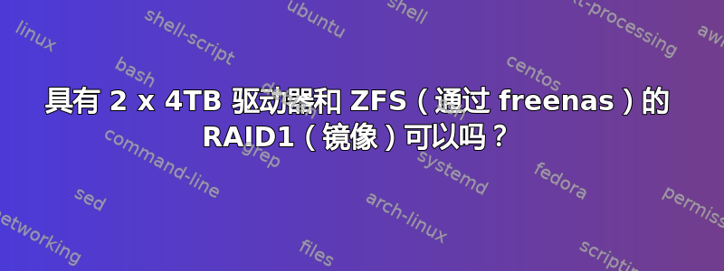 具有 2 x 4TB 驱动器和 ZFS（通过 freenas）的 RAID1（镜像）可以吗？