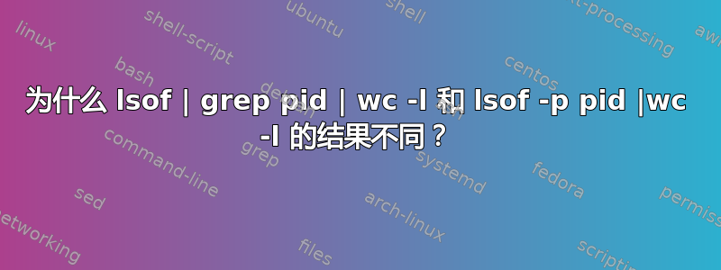 为什么 lsof | grep pid | wc -l 和 lsof -p pid |wc -l 的结果不同？