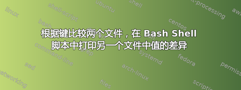 根据键比较两个文件，在 Bash Shell 脚本中打印另一个文件中值的差异