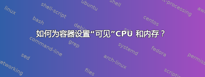 如何为容器设置“可见”CPU 和内存？