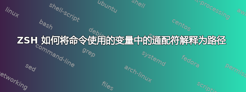 ZSH 如何将命令使用的变量中的通配符解释为路径