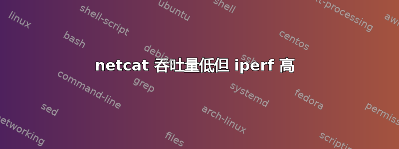 netcat 吞吐量低但 iperf 高 