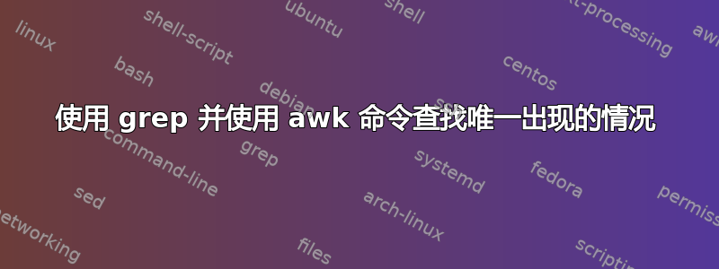 使用 grep 并使用 awk 命令查找唯一出现的情况