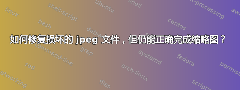 如何修复损坏的 jpeg 文件，但仍能正确完成缩略图？