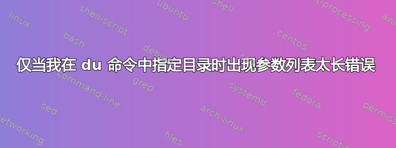 仅当我在 du 命令中指定目录时出现参数列表太长错误