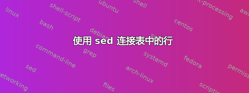 使用 sed 连接表中的行