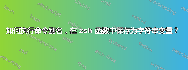 如何执行命令别名，在 zsh 函数中保存为字符串变量？