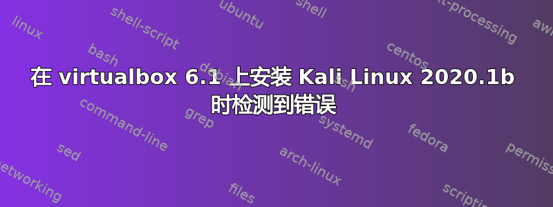 在 virtualbox 6.1 上安装 Kali Linux 2020.1b 时检测到错误