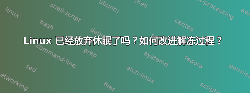 Linux 已经放弃休眠了吗？如何改进解冻过程？