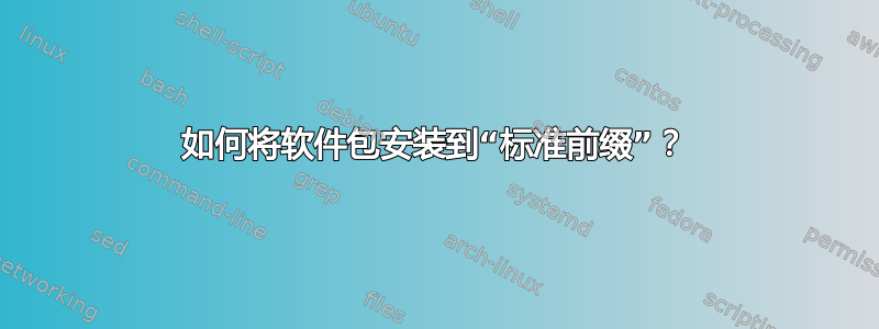 如何将软件包安装到“标准前缀”？