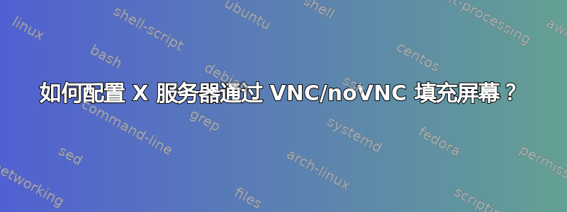 如何配置 X 服务器通过 VNC/noVNC 填充屏幕？