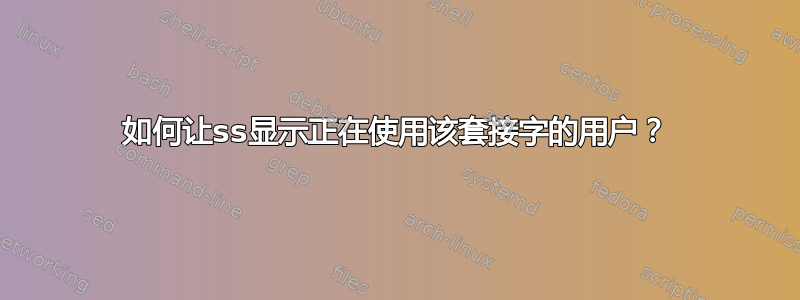 如何让ss显示正在使用该套接字的用户？