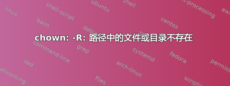 chown: -R: 路径中的文件或目录不存在