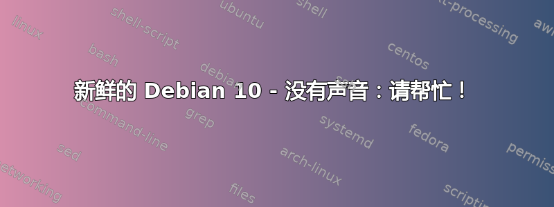 新鲜的 Debian 10 - 没有声音：请帮忙！