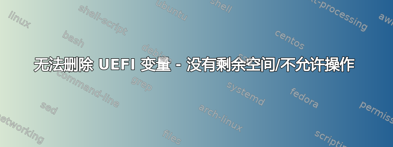 无法删除 UEFI 变量 - 没有剩余空间/不允许操作