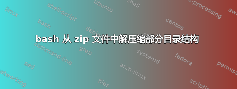 bash 从 zip 文件中解压缩部分目录结构