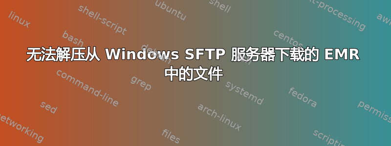 无法解压从 Windows SFTP 服务器下载的 EMR 中的文件