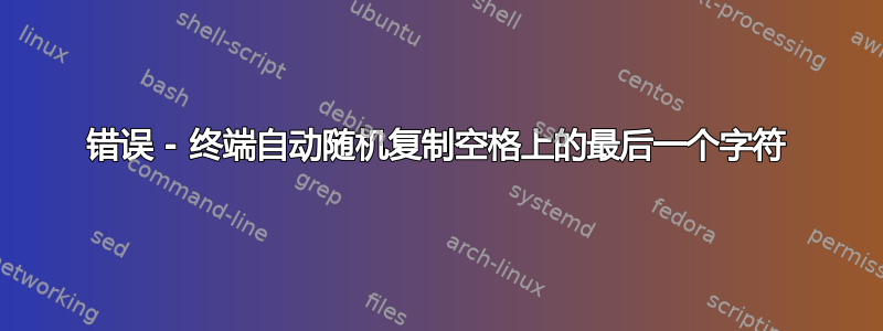 错误 - 终端自动随机复制空格上的最后一个字符