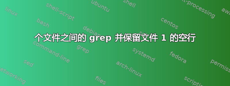 2 个文件之间的 grep 并保留文件 1 的空行