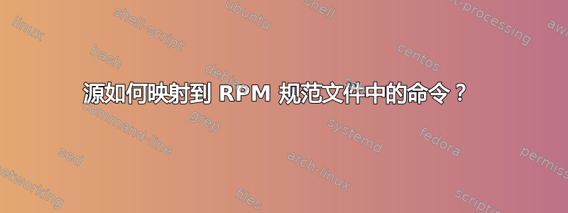 源如何映射到 RPM 规范文件中的命令？ 