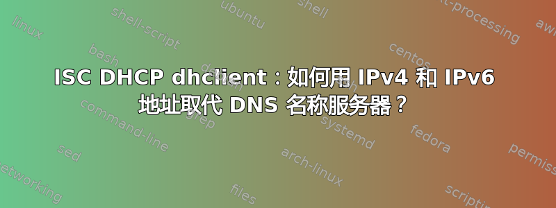 ISC DHCP dhclient：如何用 IPv4 和 IPv6 地址取代 DNS 名称服务器？