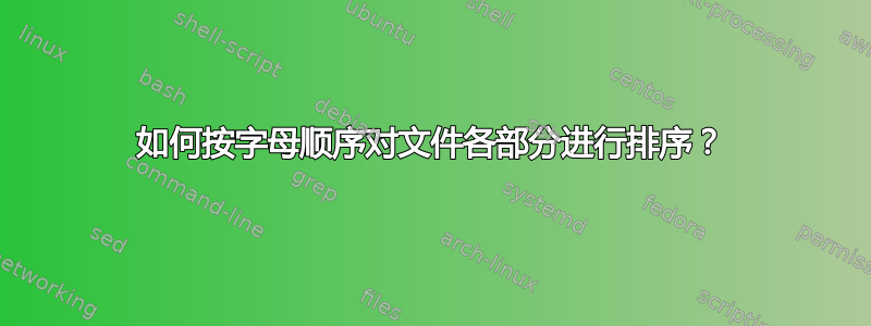 如何按字母顺序对文件各部分进行排序？