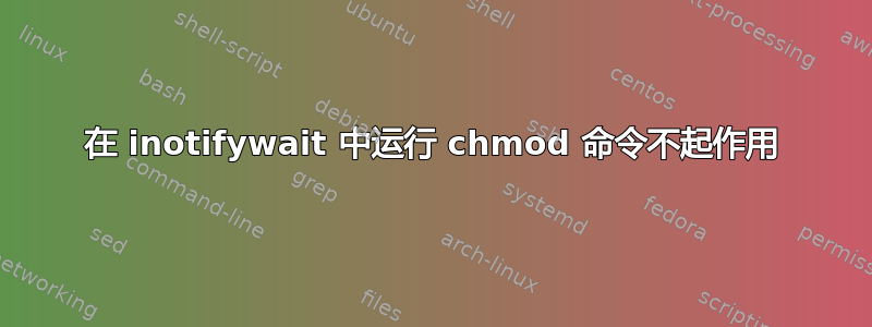 在 inotifywait 中运行 chmod 命令不起作用