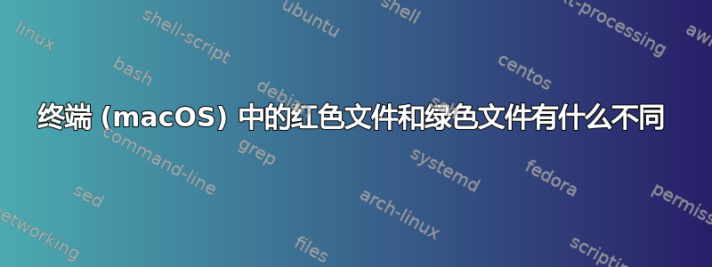 终端 (macOS) 中的红色文件和绿色文件有什么不同