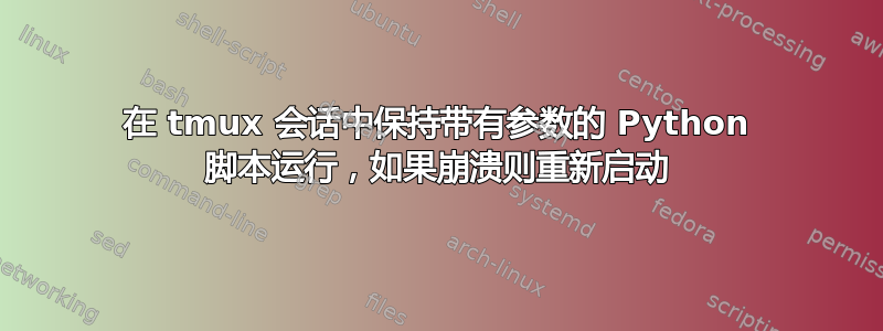 在 tmux 会话中保持带有参数的 Python 脚本运行，如果崩溃则重新启动