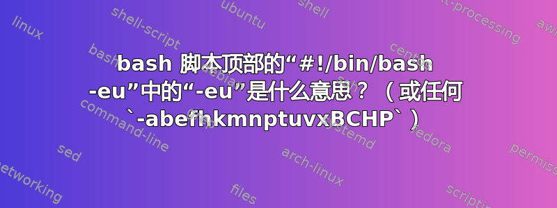 bash 脚本顶部的“#!/bin/bash -eu”中的“-eu”是什么意思？ （或任何 `-abefhkmnptuvxBCHP`）