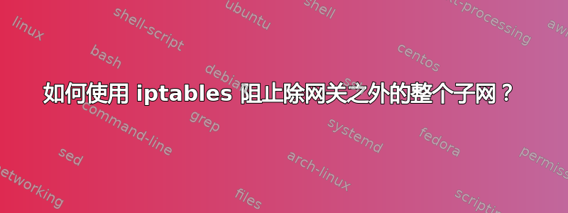 如何使用 iptables 阻止除网关之外的整个子网？