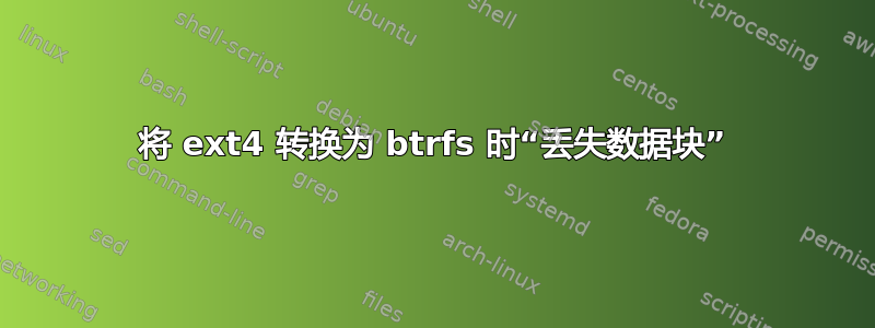 将 ext4 转换为 btrfs 时“丢失数据块”