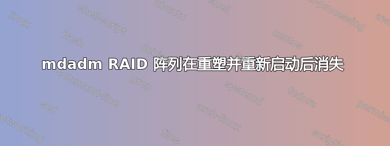 mdadm RAID 阵列在重塑并重新启动后消失