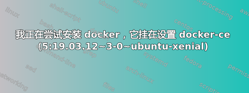 我正在尝试安装 docker，它挂在设置 docker-ce (5:19.03.12~3-0~ubuntu-xenial)